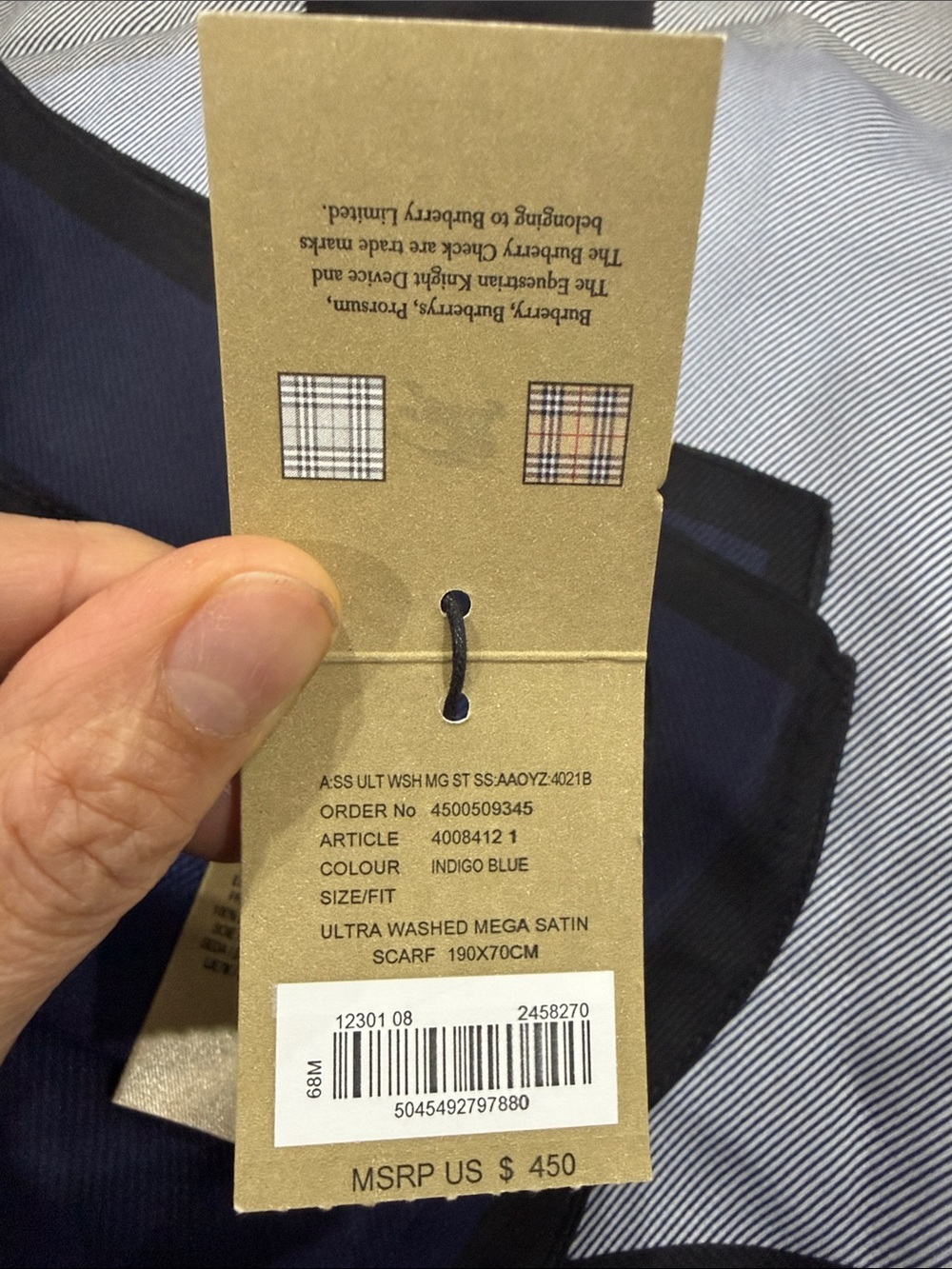 NWT. Burberry Mega Check Silk Scarf. - Picture 7 of 10
